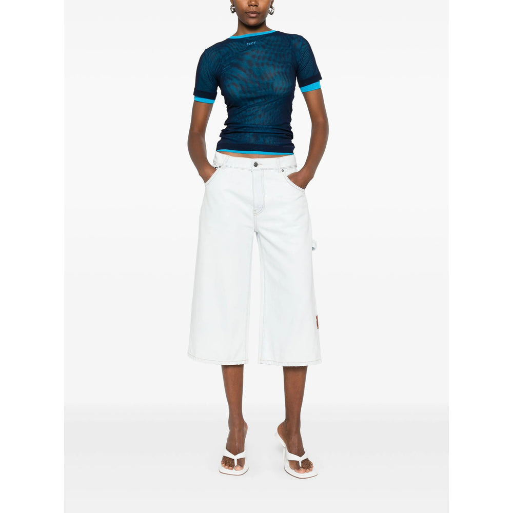 Off-White Blue Shorts - Knee-Length Shorts Women - 2