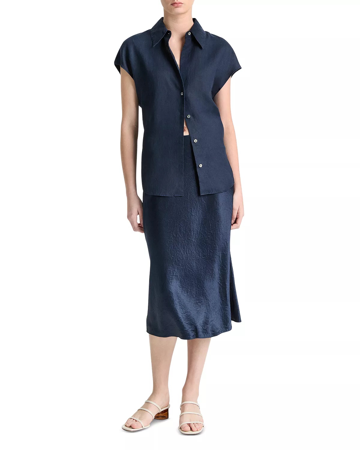 Linen Cap Sleeve Shirt - 2