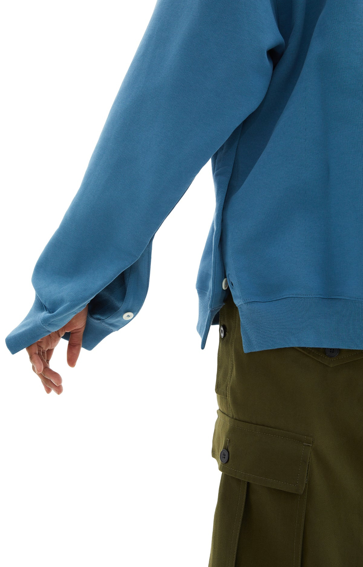 MEN'S COTTON HOODIE WITH SIDE ZIPS (OPAL) - 3