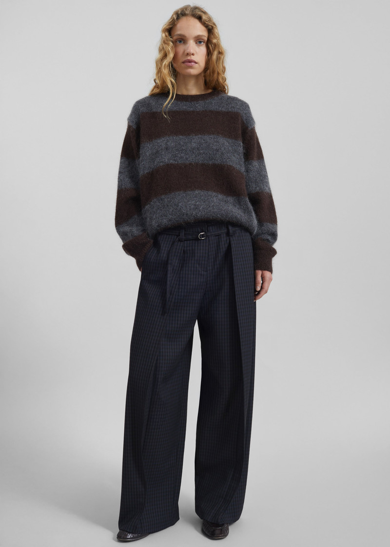 Gimel Mohair Sweater - Grey/Brown Stripe 8