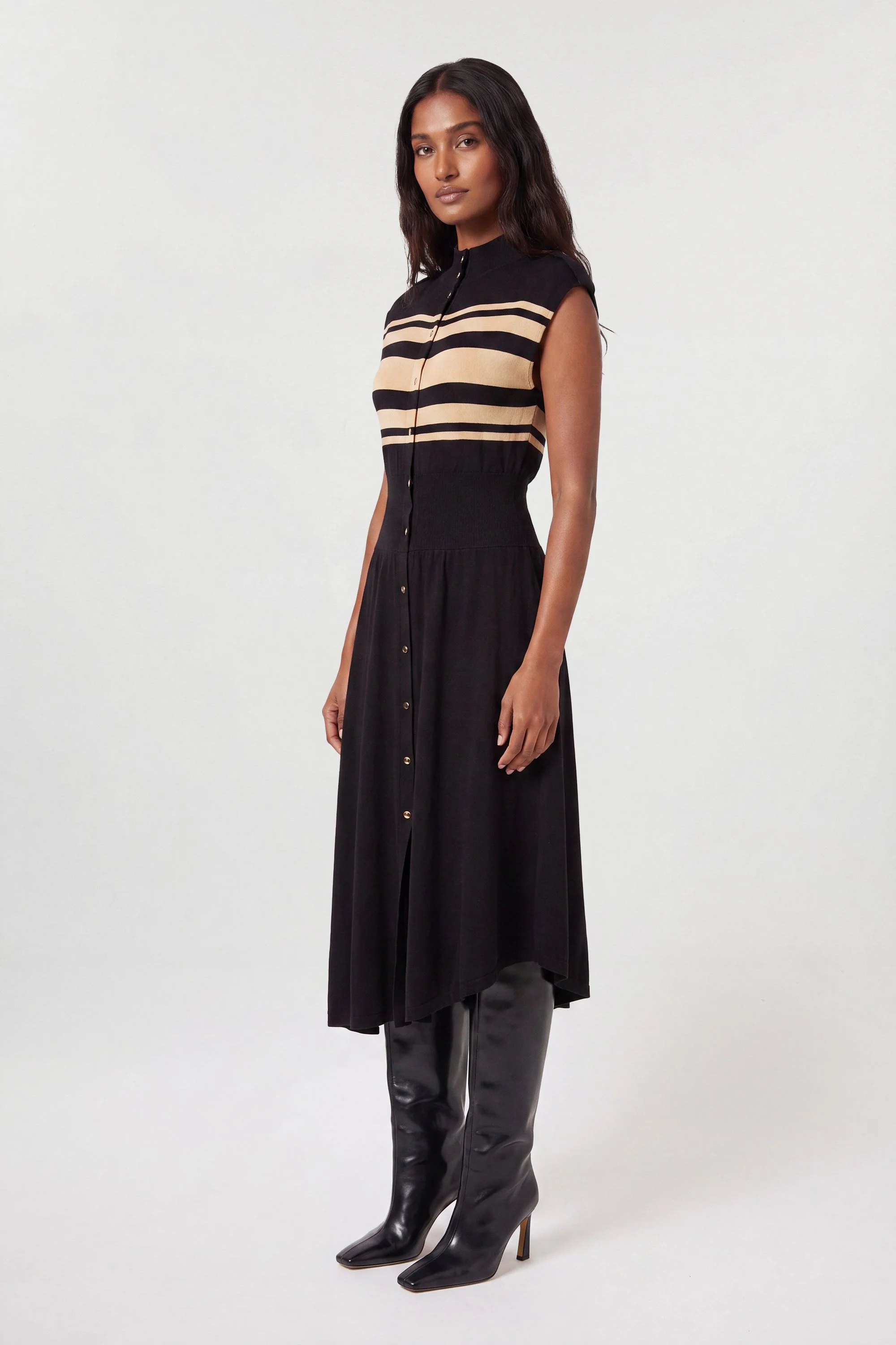 Petite Viscose Blend Knitted Sleeveless Midi Dress - 1