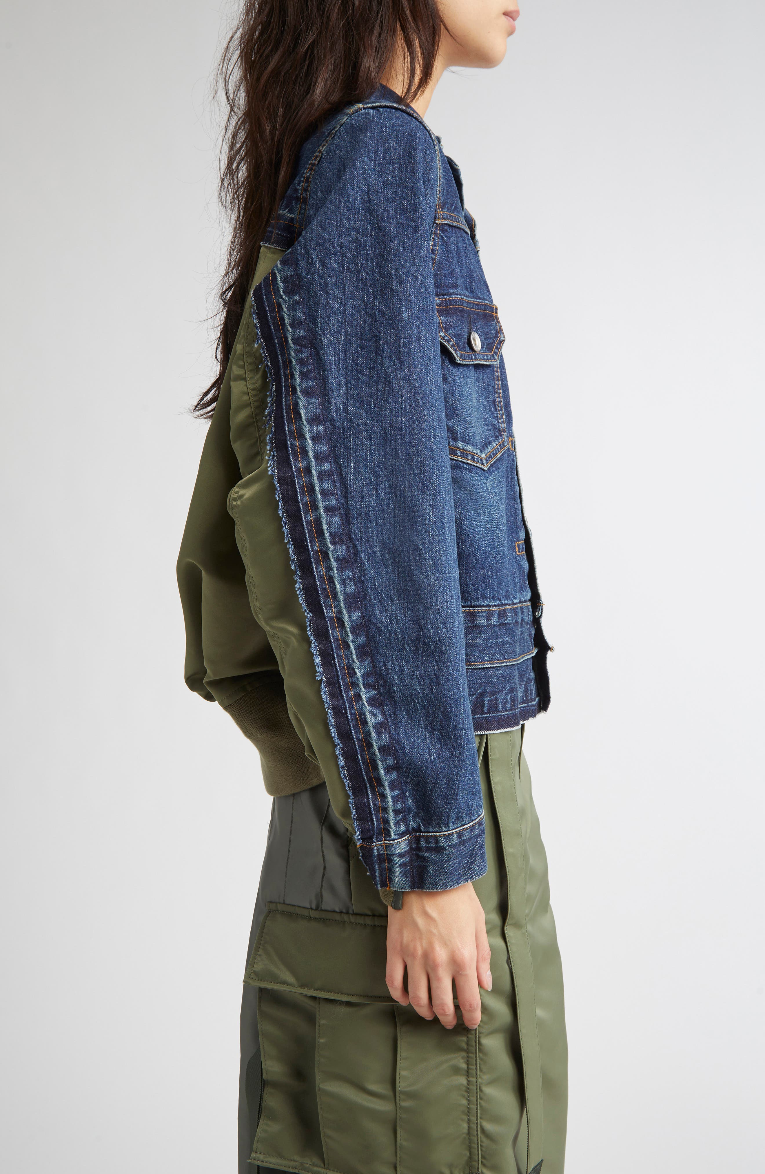 Sacai Denim & Nylon Twill Jacket in Blue 401 at Nordstrom - 4