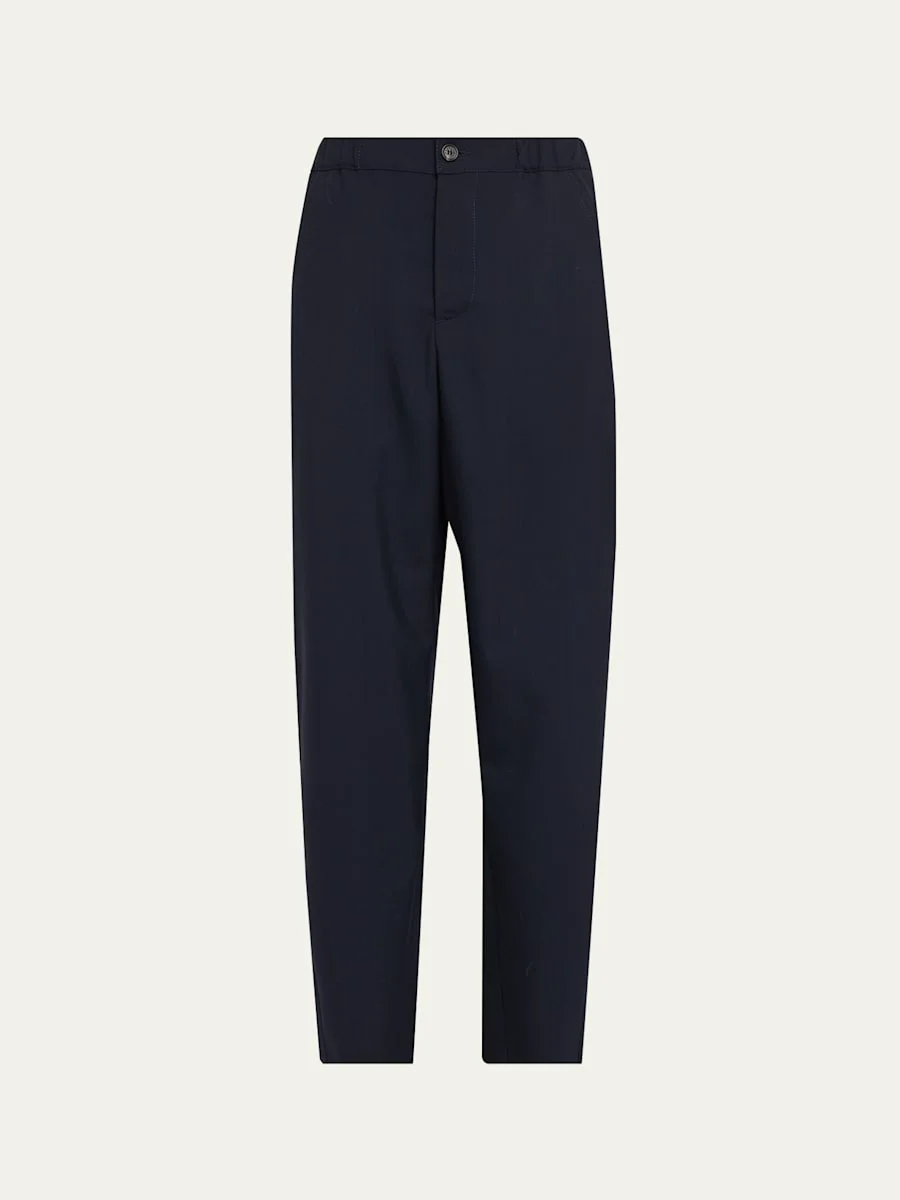 Wool Twill Tapered-Leg Ankle Trousers - 1