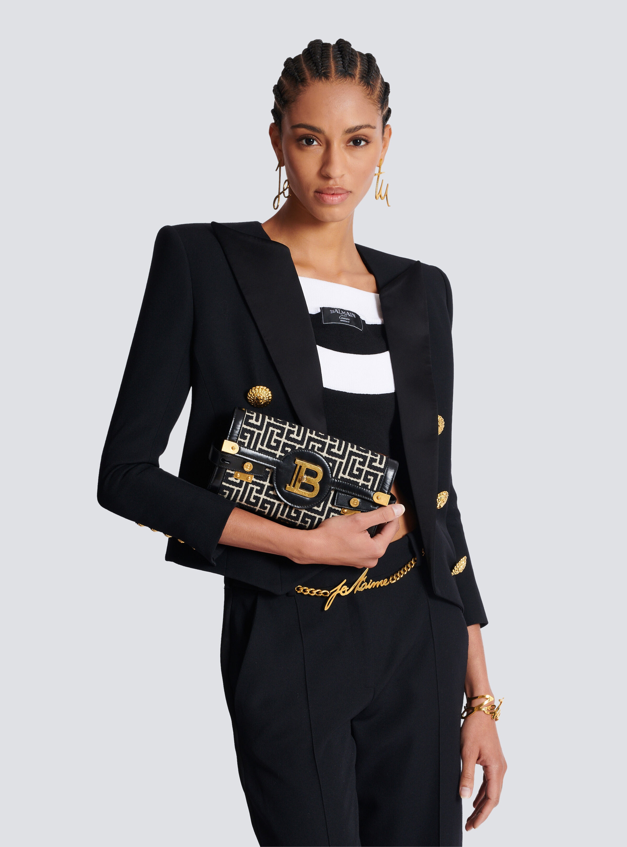 B-Buzz 23 jacquard and leather Clutch bag - 8