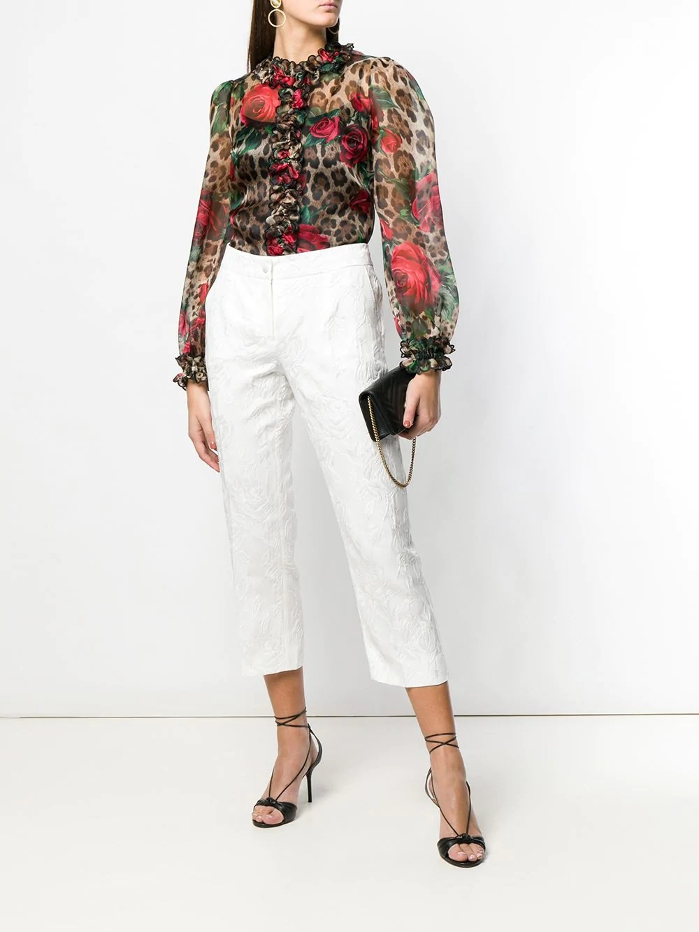 cropped jacquard trousers - 2