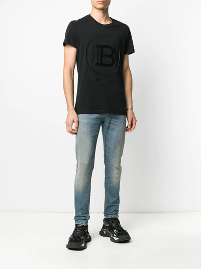 Balmain logo embroidered straight-leg jeans outlook