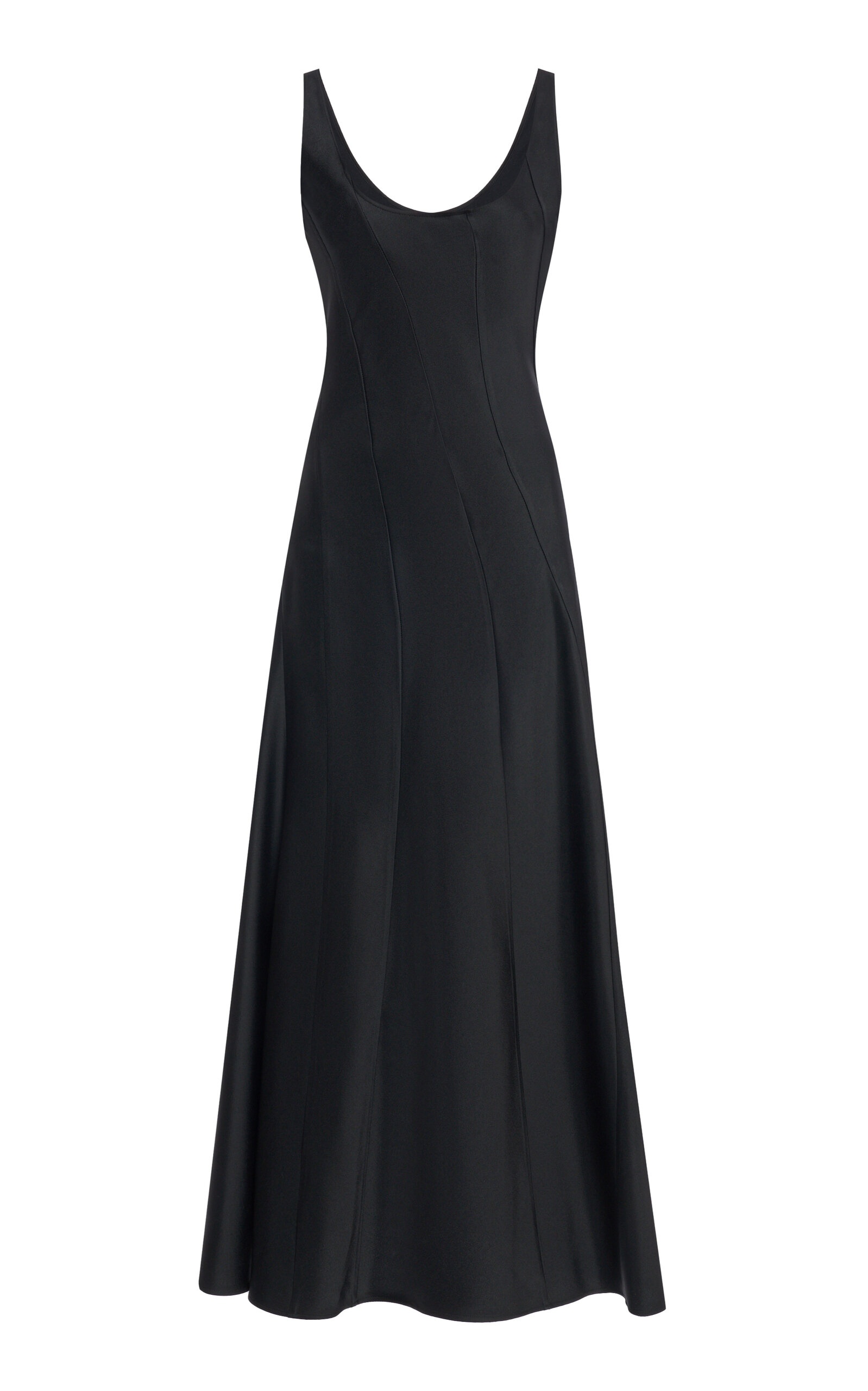 Scoop Neck Satin Maxi Dress black - 1