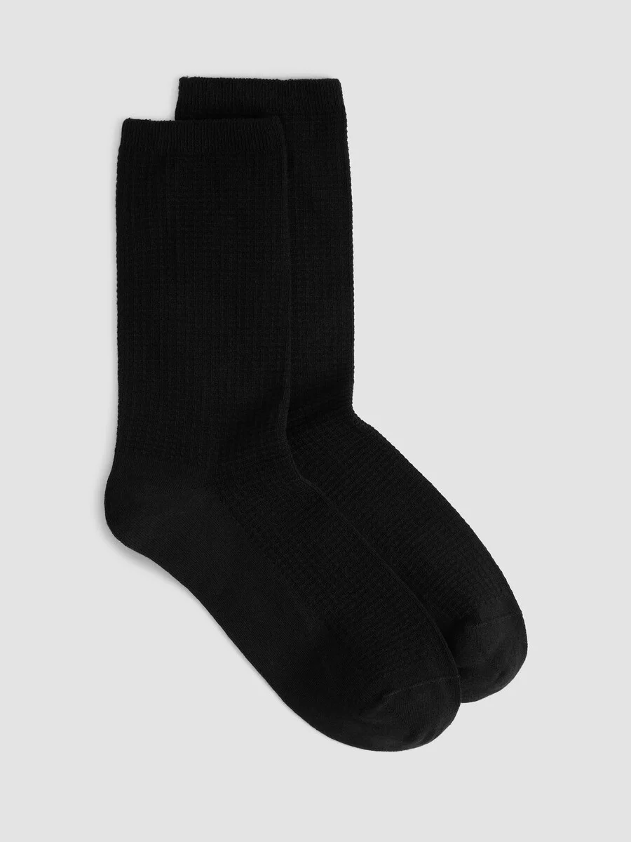 Cotton Waffle Blend Crew Sock - 1