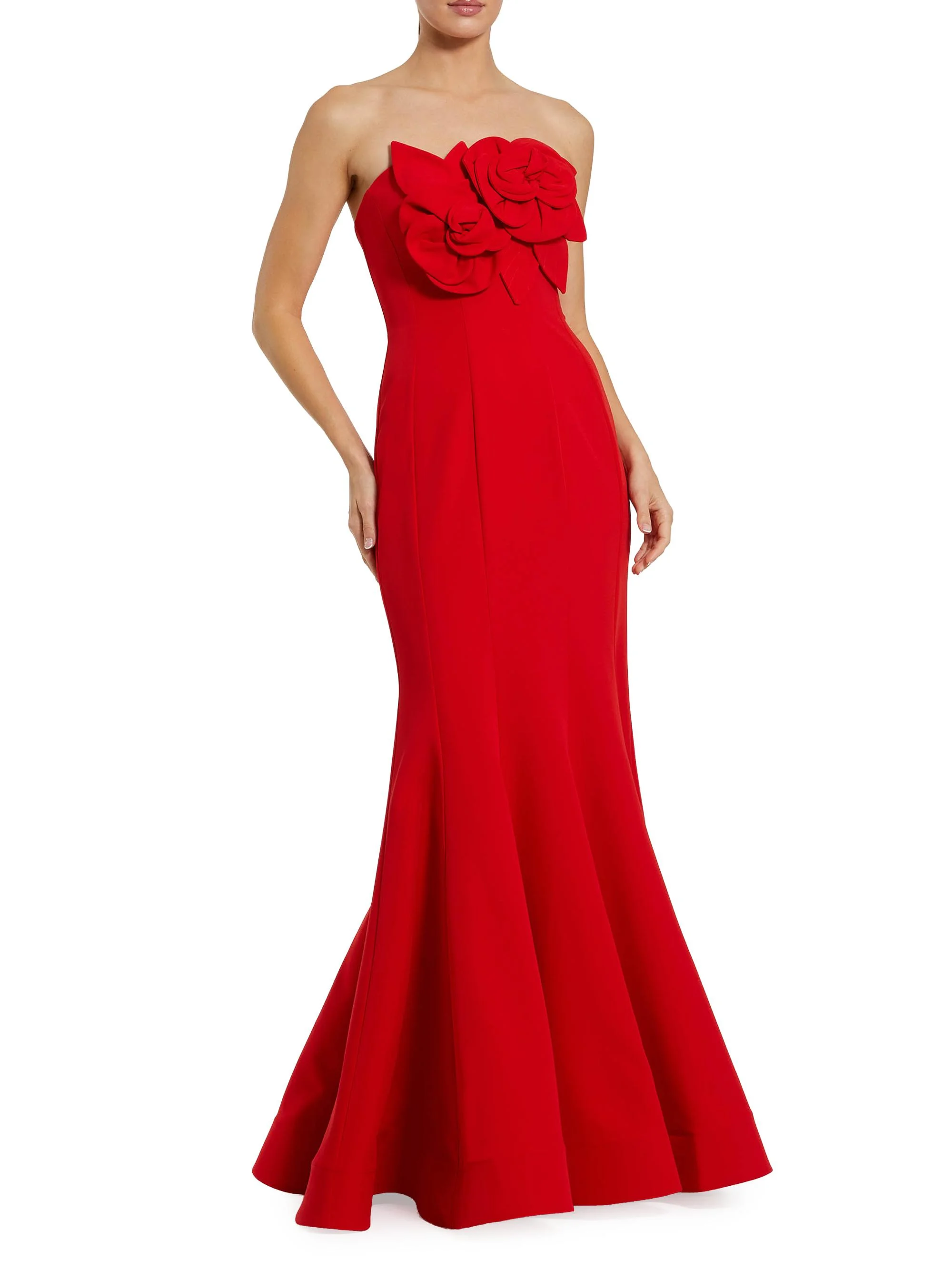 Women's Ieena Floral-Appliquéd Satin Mermaid Gown - Red - 1