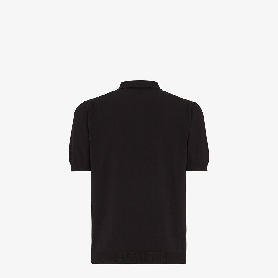 Black cotton polo shirt - 2