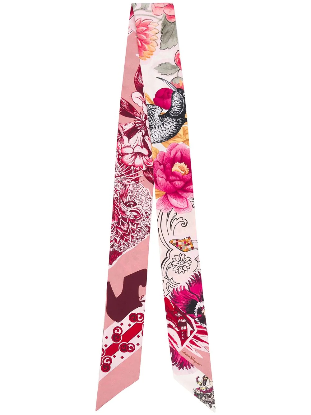 floral-print skinny scarf - 1