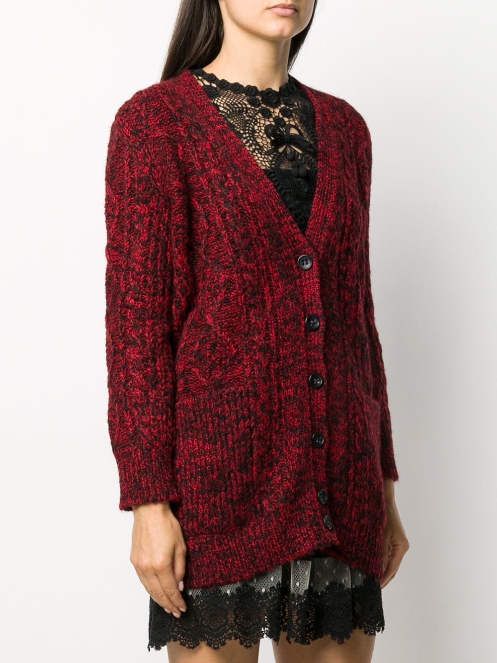 Red Girl embroidery cardigan - 4