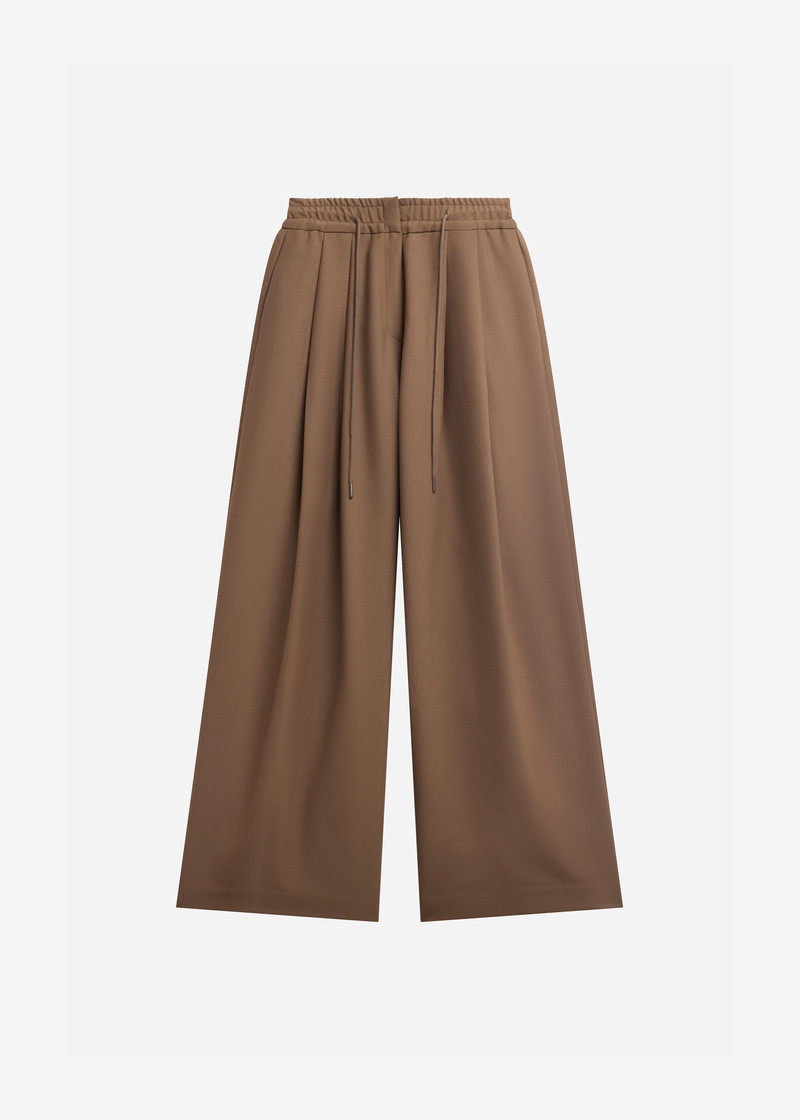 Corlen Pleated Wide Pants - Brown 1