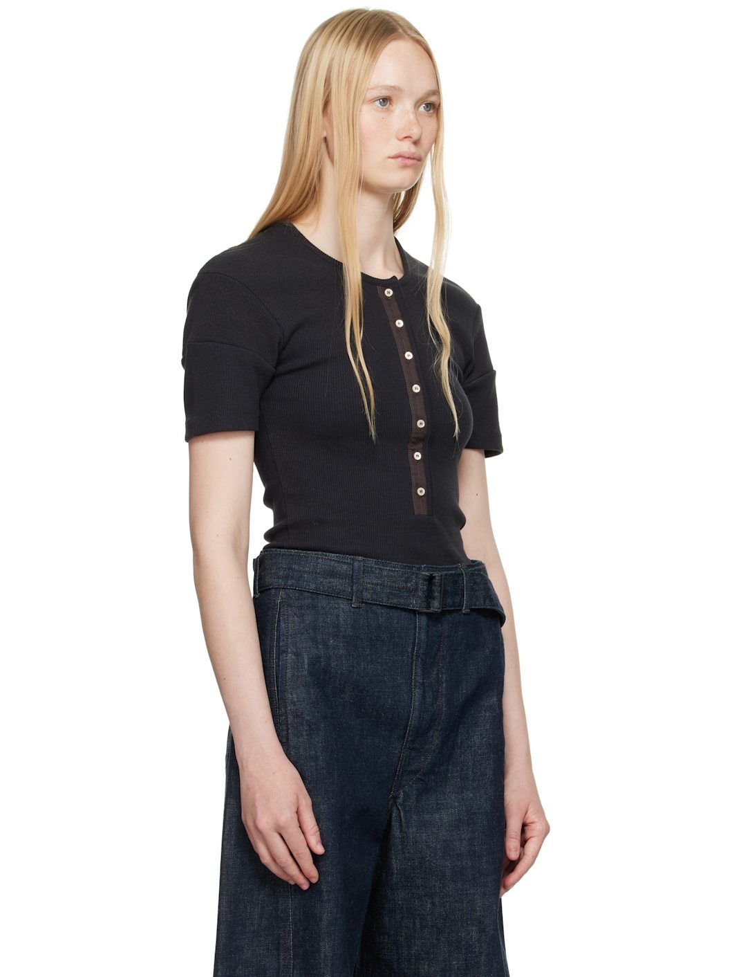 Black Fitted Henley T-shirt - 2