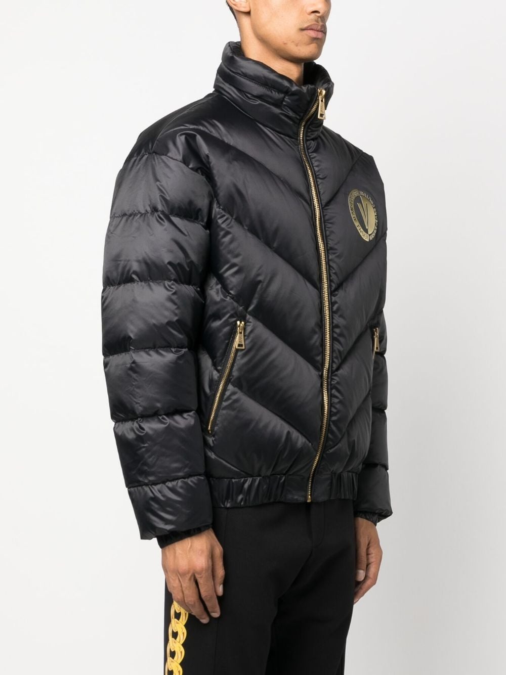 logo-patch padded jacket - 3