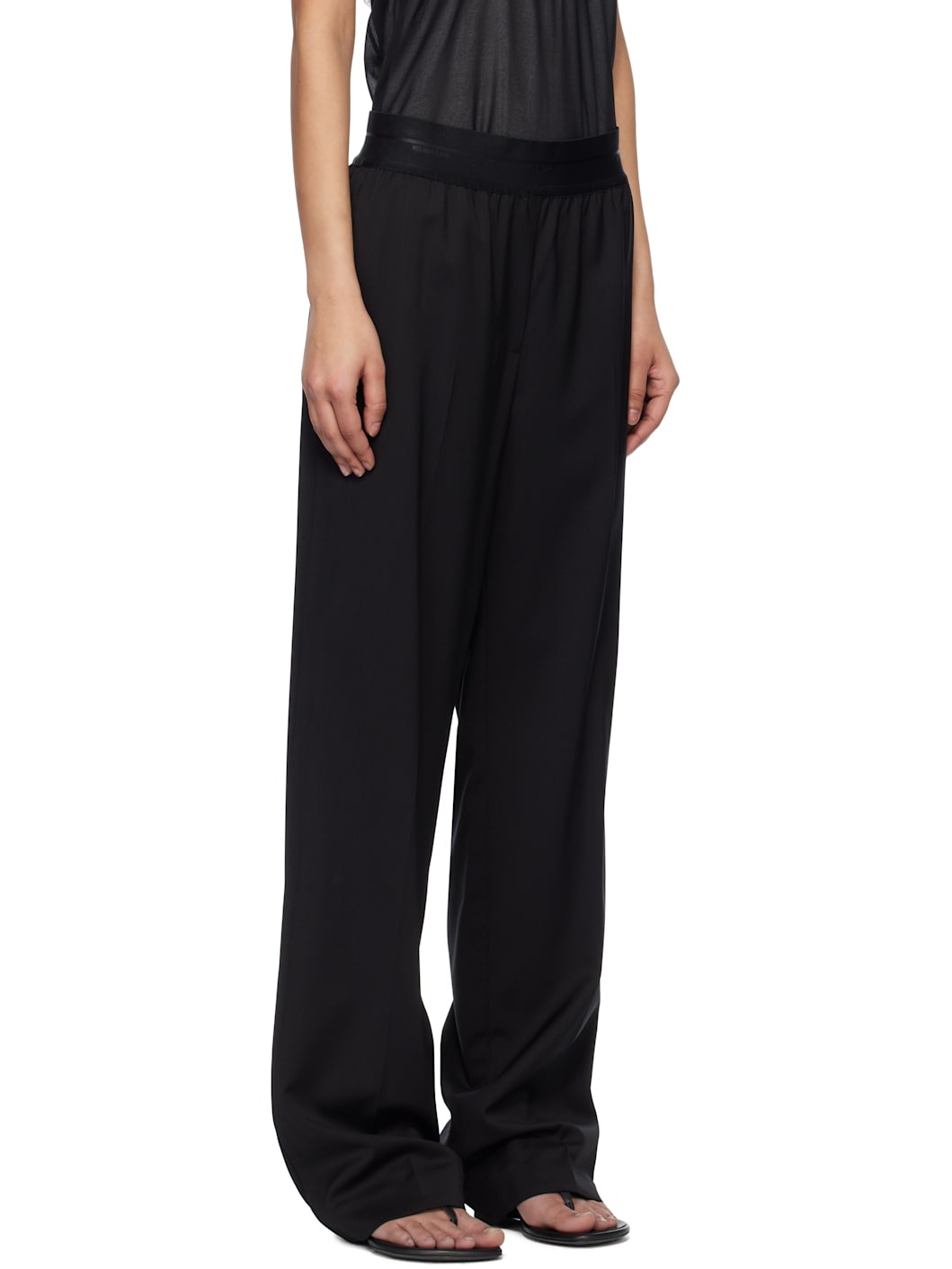 Black Wool Car Trousers - 2
