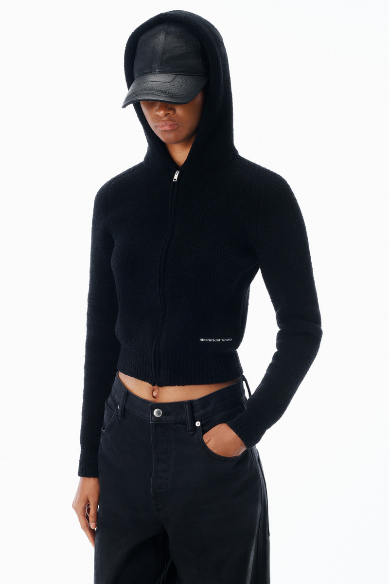 Knit Logo Zip-Up Hoodie in Fleece 3