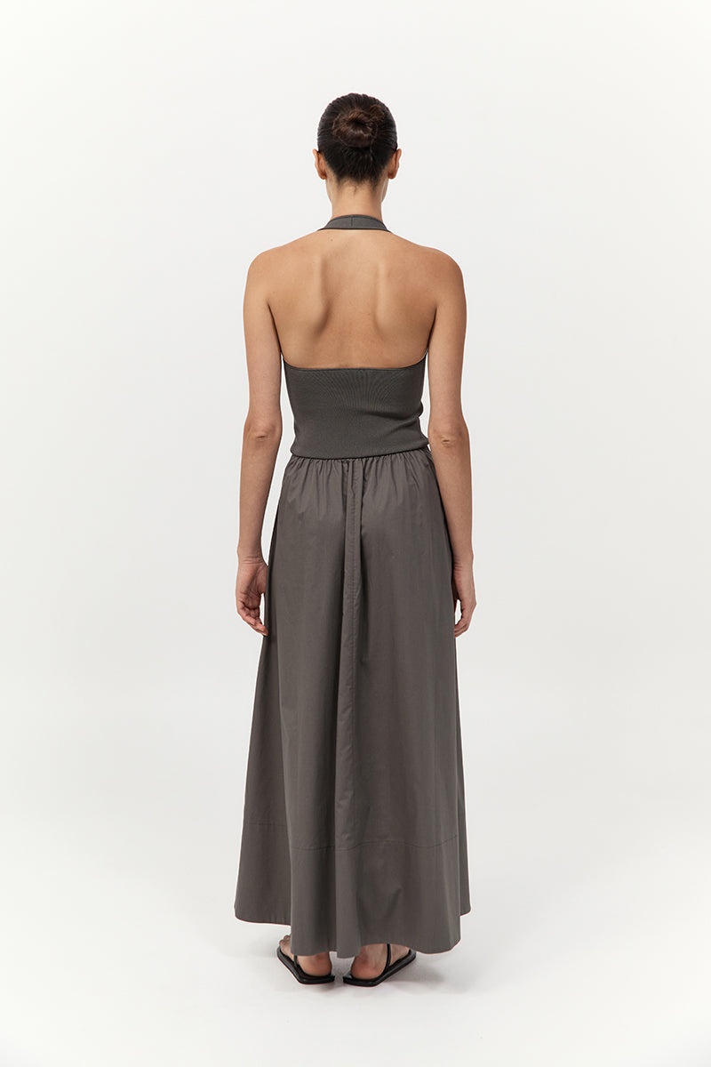 Halter Gathered Dress - Khaki - 7