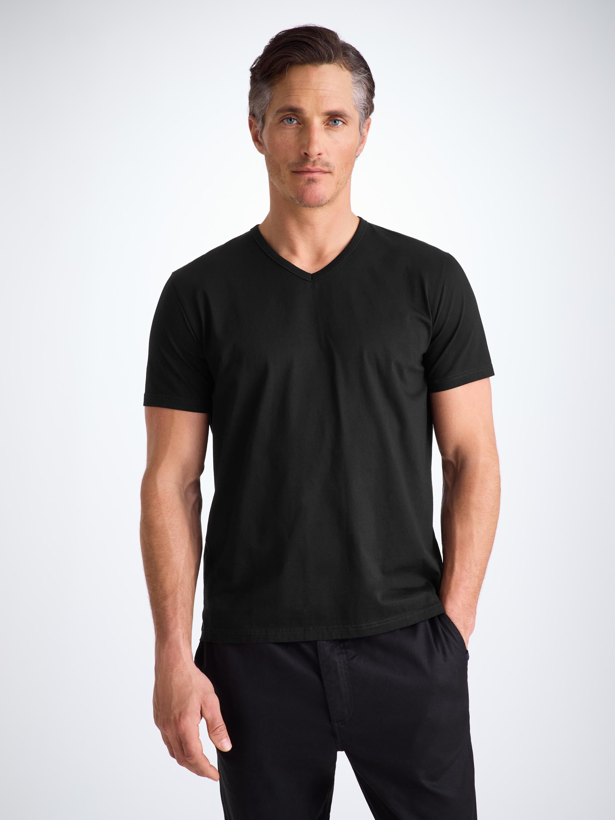Men's V-Neck T-Shirt Barny Pima Cotton Black - 8