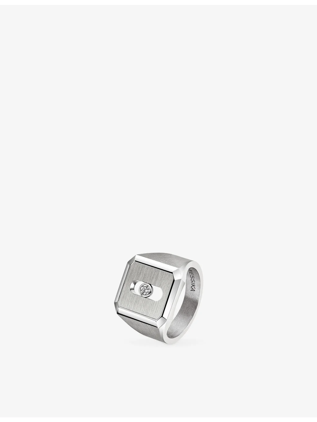 Move Titanium And 0.06ct Diamond Signet Ring - 1