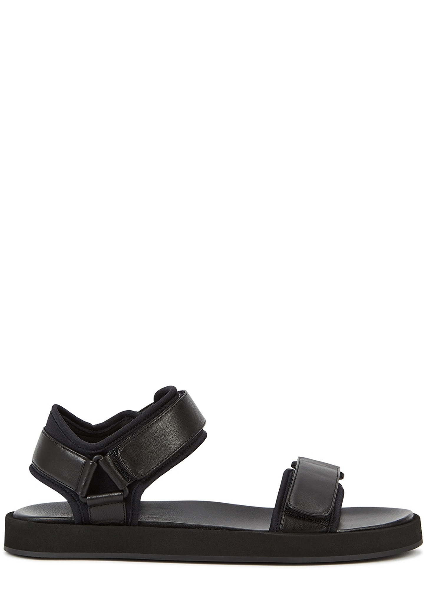 Hook And Loop black leather sandals - 1