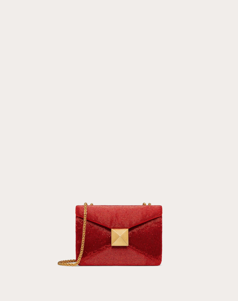 ONE STUD BAG WITH CHAIN AND ALL-OVER TUBES EMBROIDERY 1