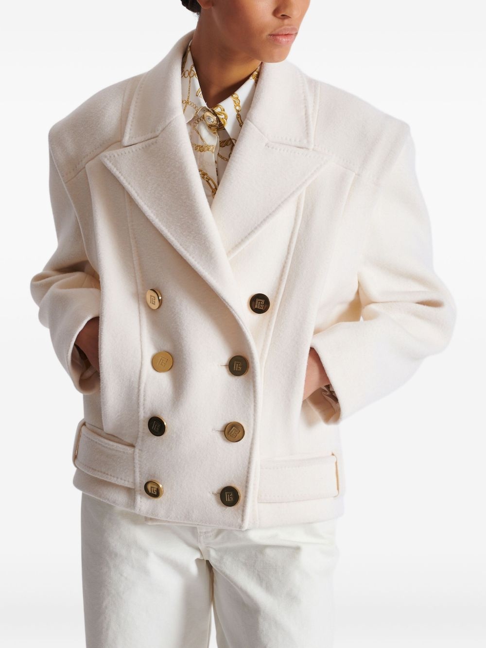 cropped cashmere reefer jacket - 5