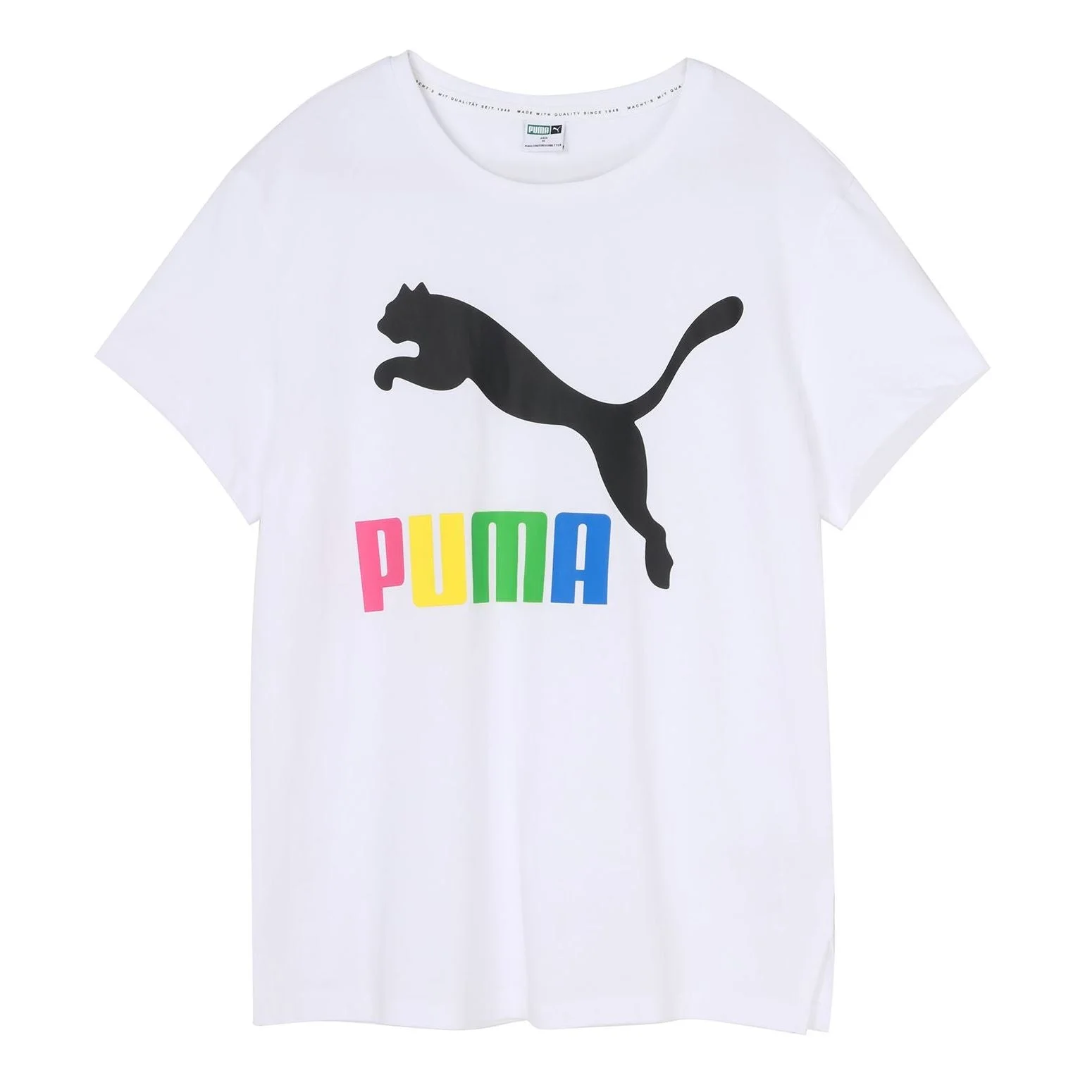 (WMNS) PUMA Classics Logo Tee Large Logo Round Neck White 596512-92 - 1