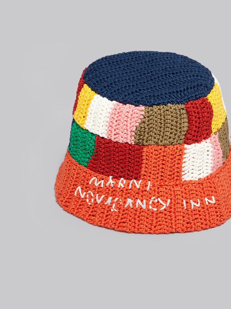 MARNI X NO VACANCY INN - MULTICOLOUR COTTON-KNIT BUCKET HAT 4