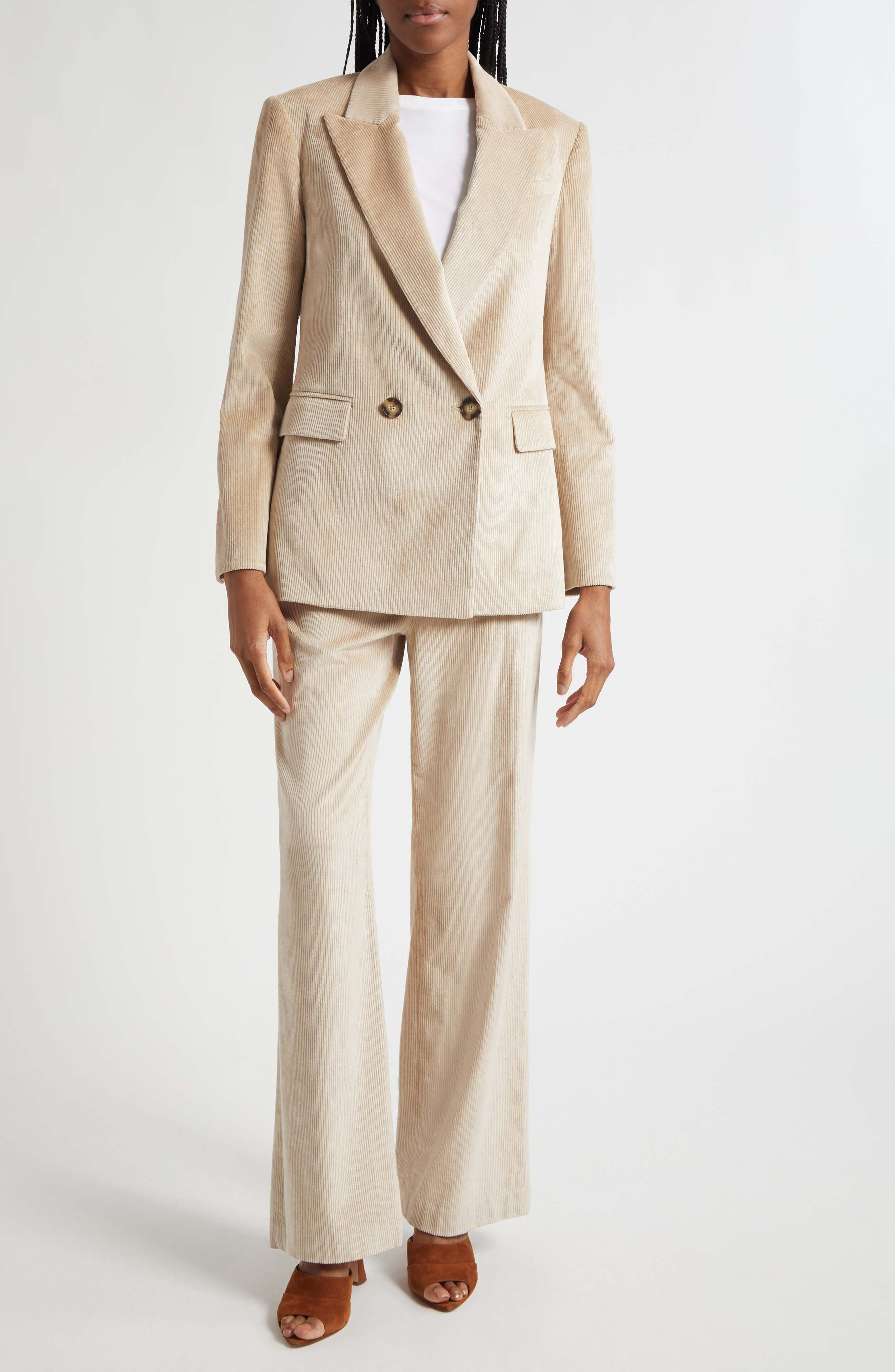 Veronica Beard Grigore Cotton Blend Corduroy Pants in Heathered Sand at Nordstrom - 2