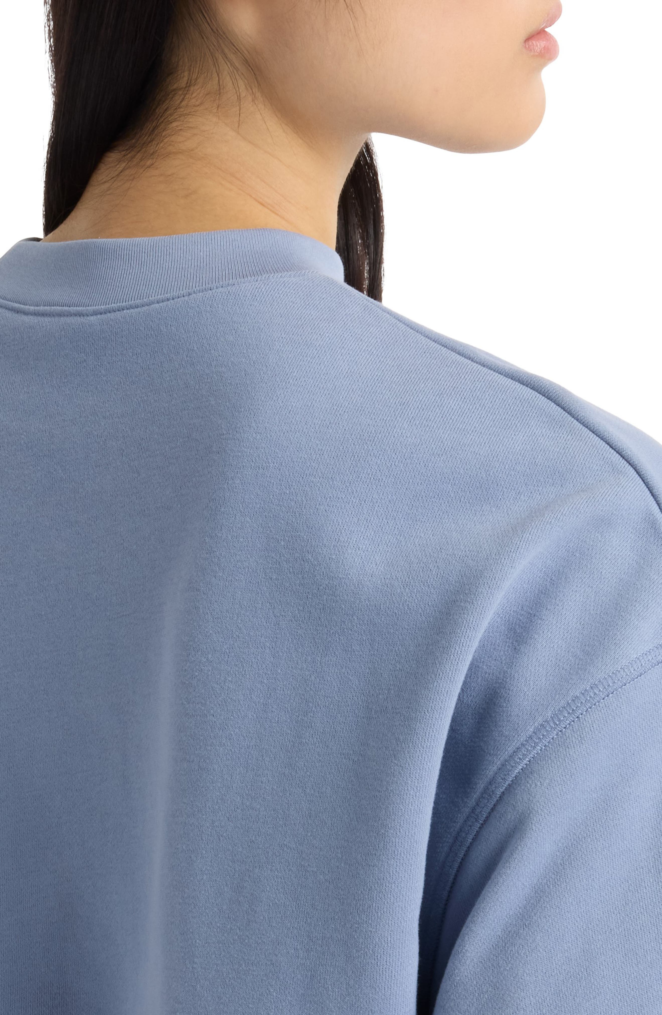New Balance Coastal Fleece Oversize Crop Crewneck Sweatshirt in Dusk Shower at Nordstrom - 9