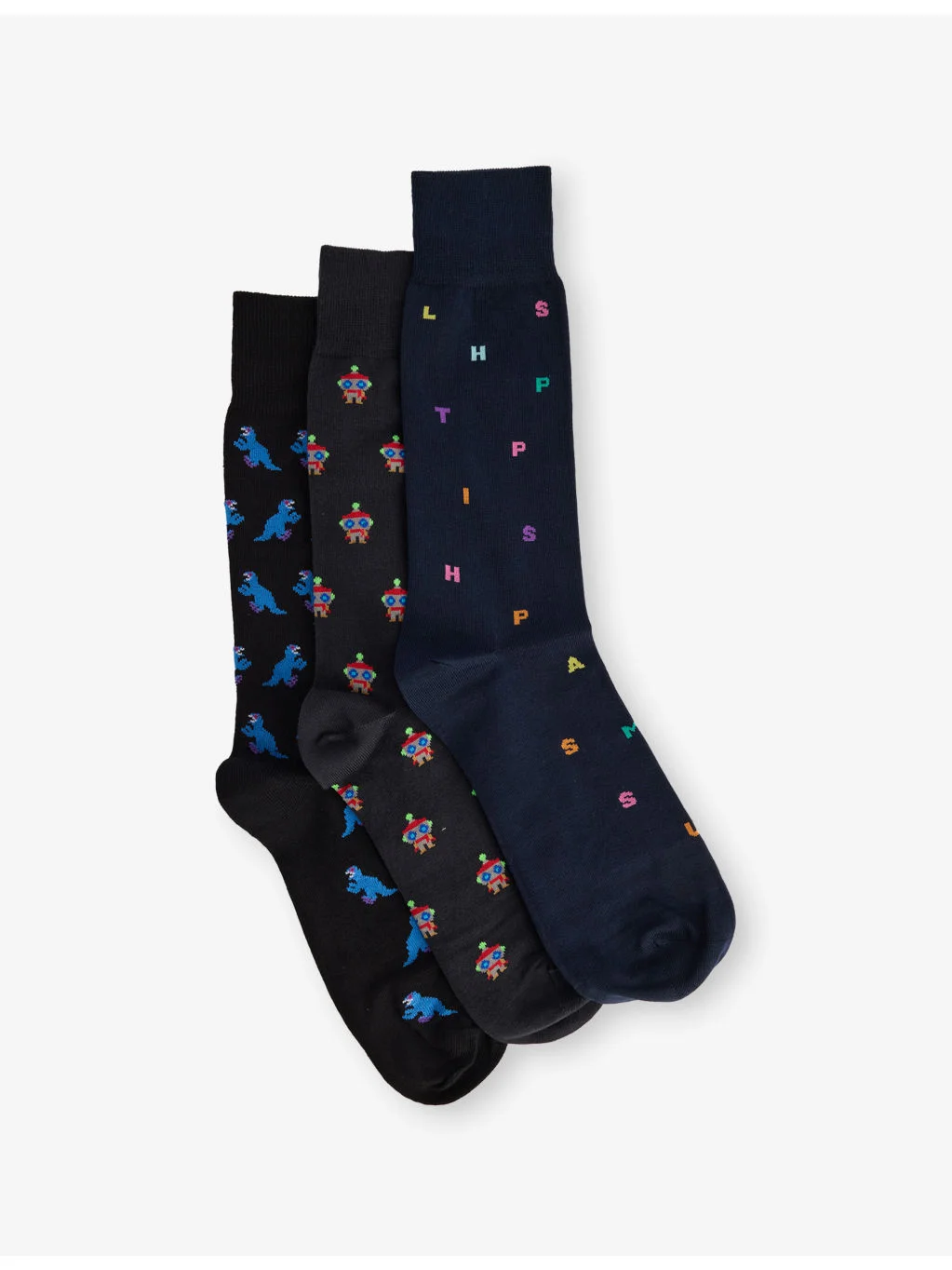 Patterned Cotton-Blend Socks Three-Pack Cracker Set - 1