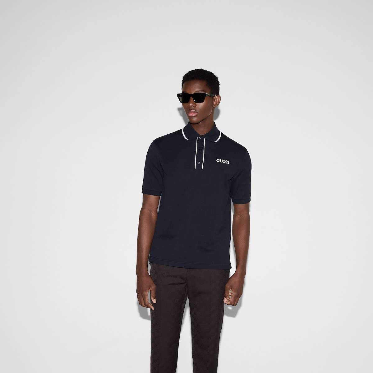 Embroidered cotton piquet polo shirt - 3