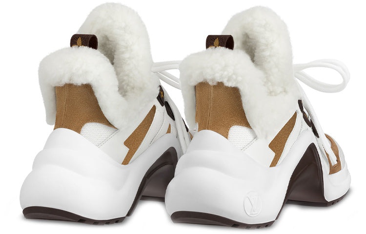 (WMNS) LOUIS VUITTON LV Archlight Shearling Sneakers 'White Brown' 1AACQS - 3