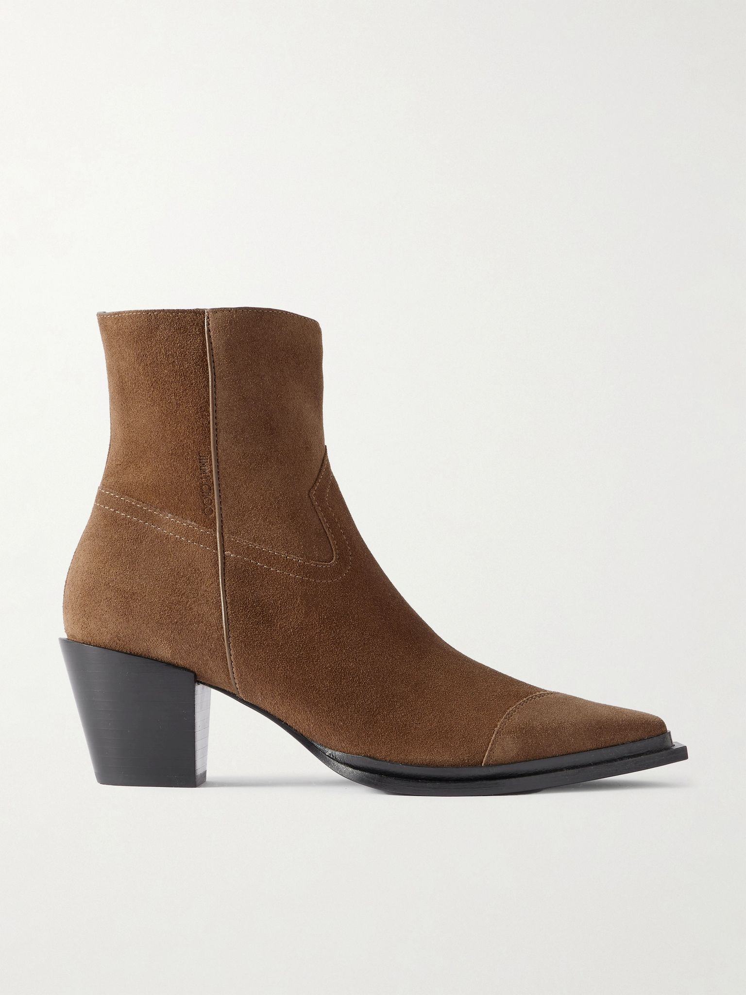 Cece 60 suede pointed-toe ankle boots Tan - 1