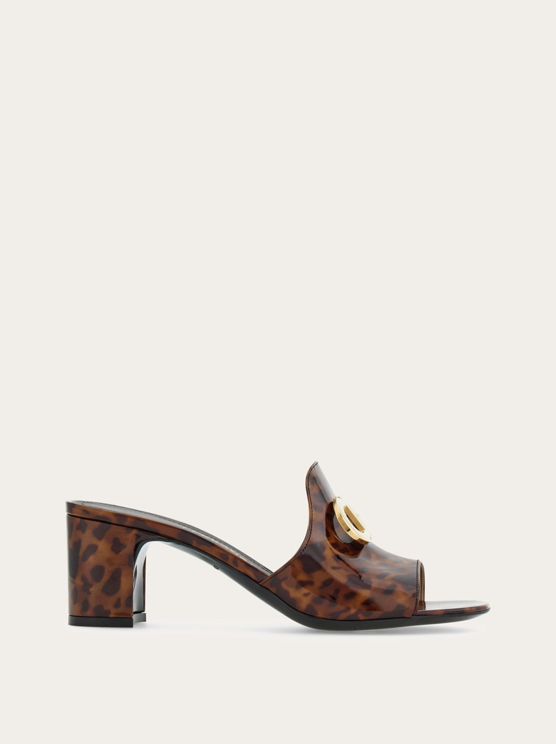 Mid heel mule with Gancini buckle 1