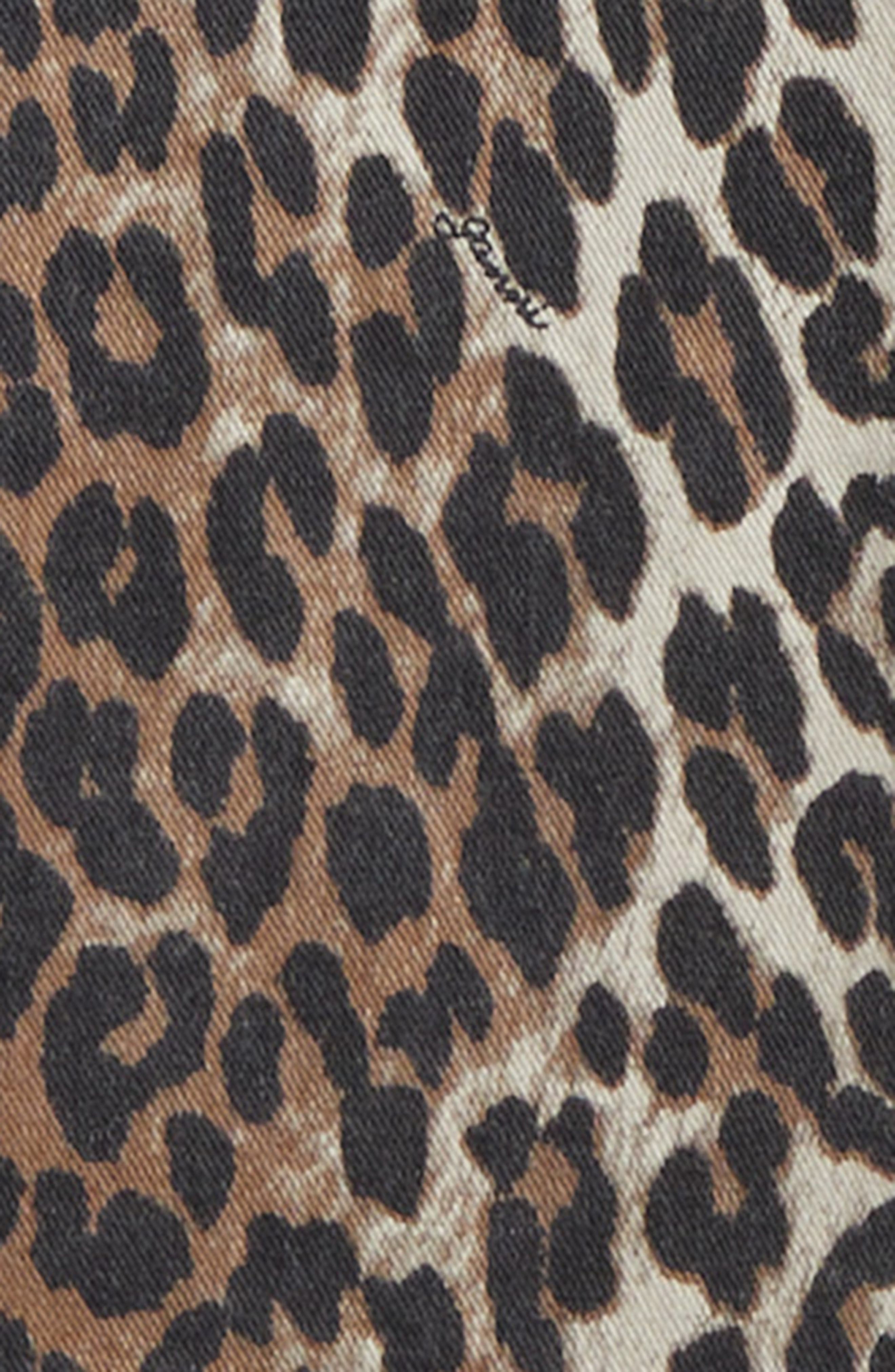 Ganni Leopard Stretch Organic Cotton Denim Minidress at Nordstrom - 6