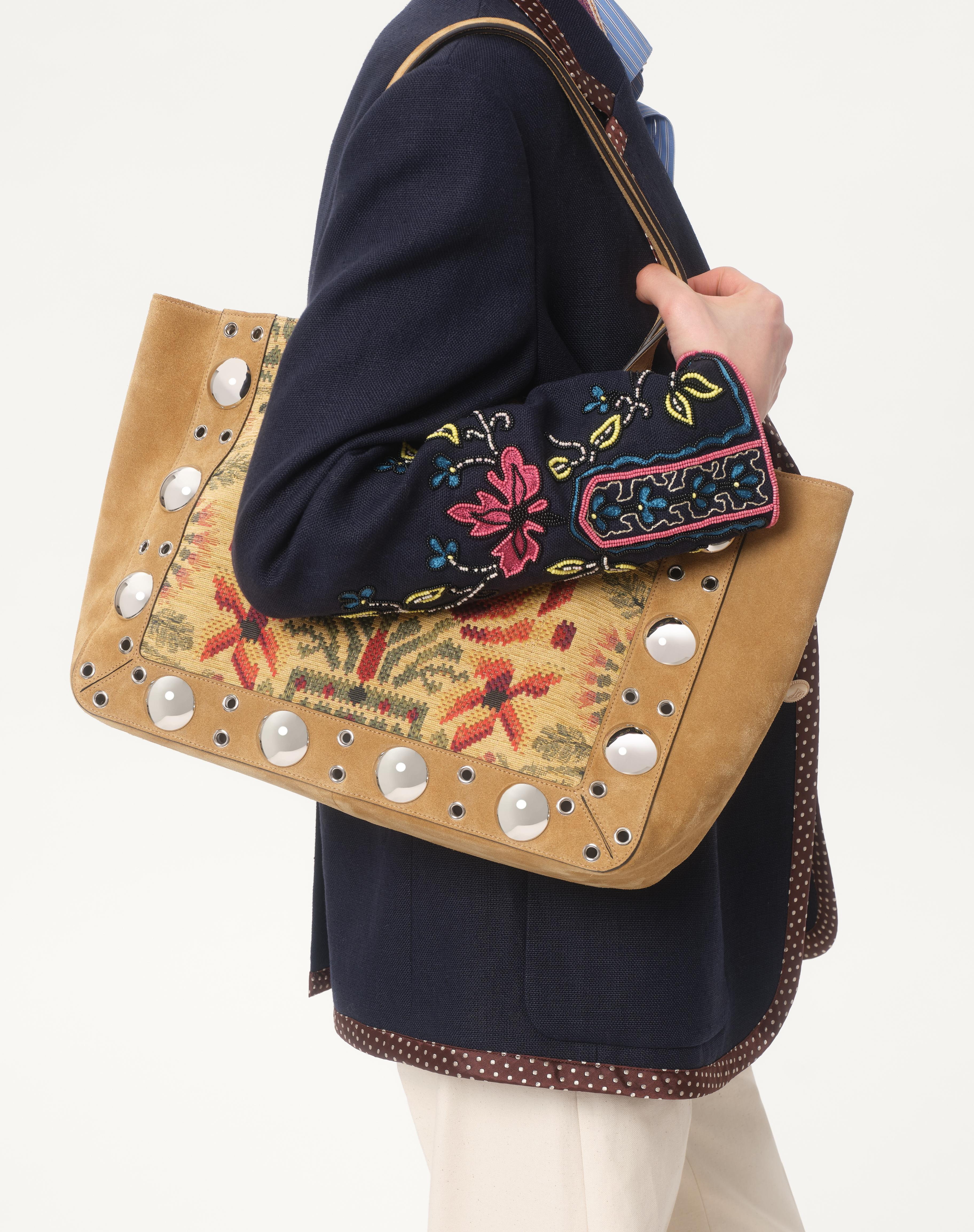 SINGLE-BREASTED LINEN JACKET WITH BEADED EMBROIDERY AND PATCHES - 3