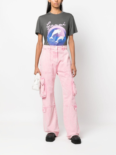 MSGM bleached-effect wide-leg cargo jeans outlook