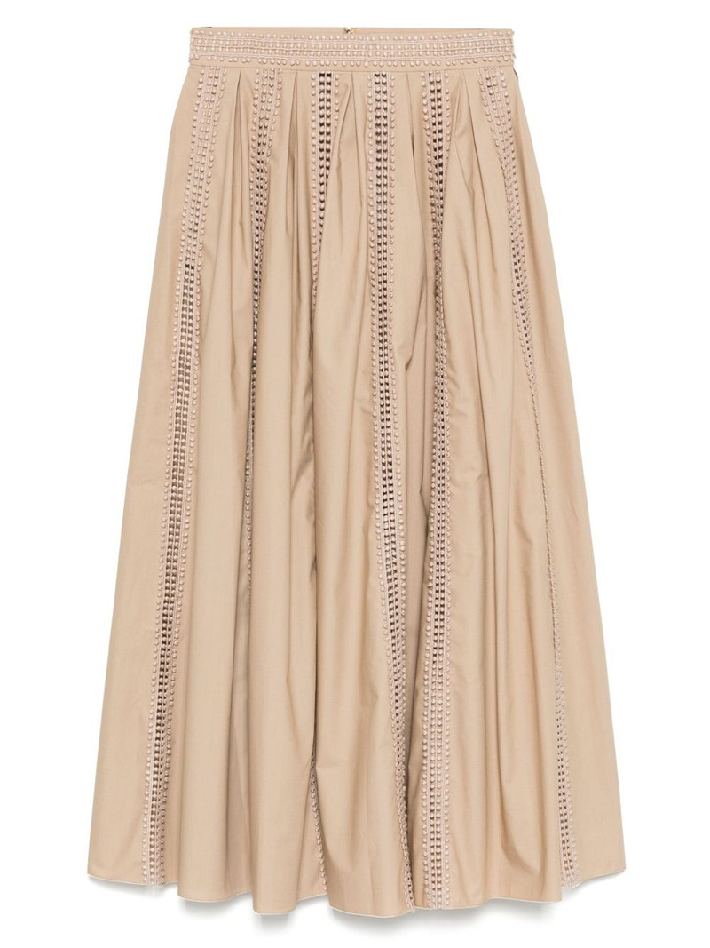 자 수 Poplin Pleated 미디 스커트 1