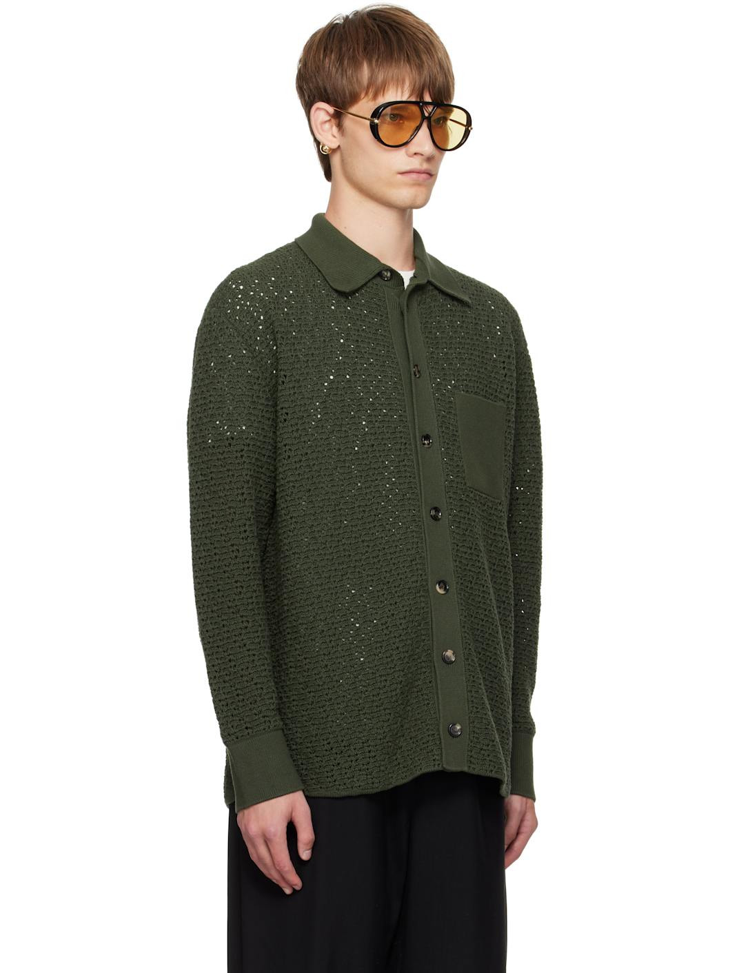 Green Cotton Crochet Cardigan - 2