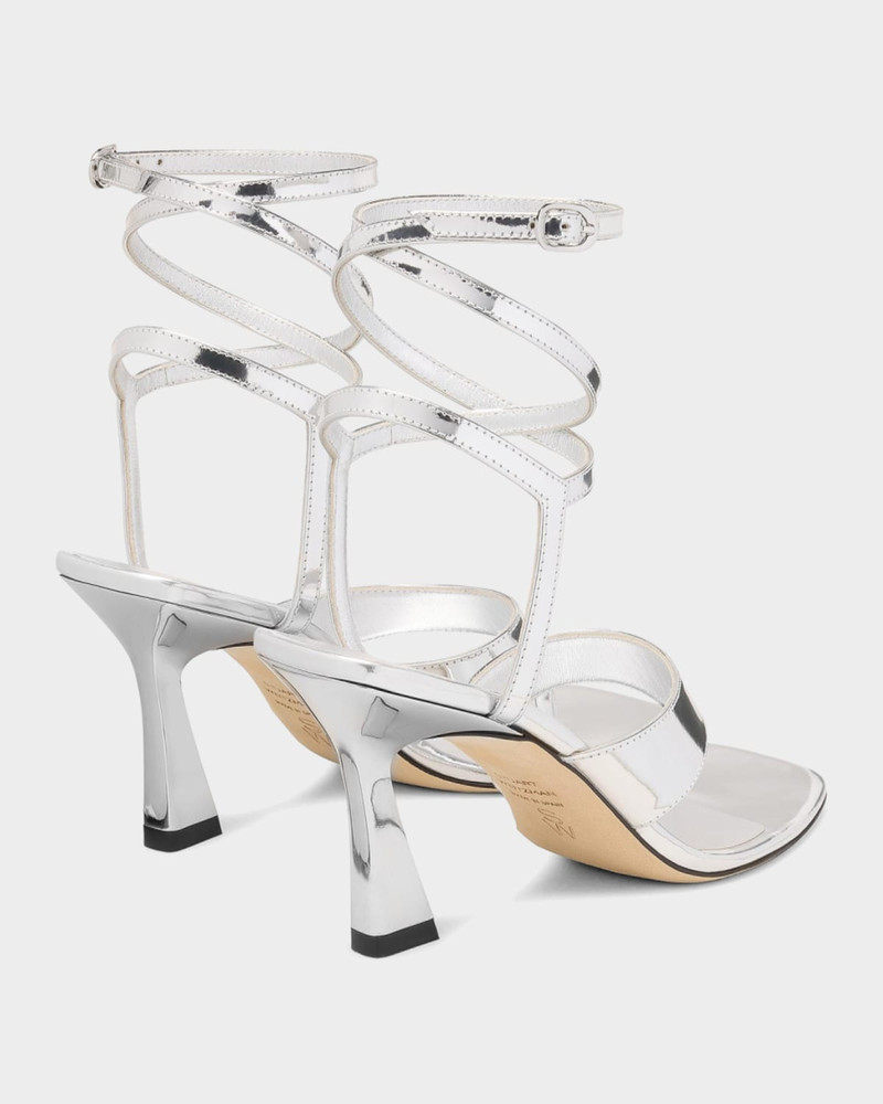 Stuart Weitzman 85mm Vinnie Metallic Leather Wrap Thong Sandals outlook