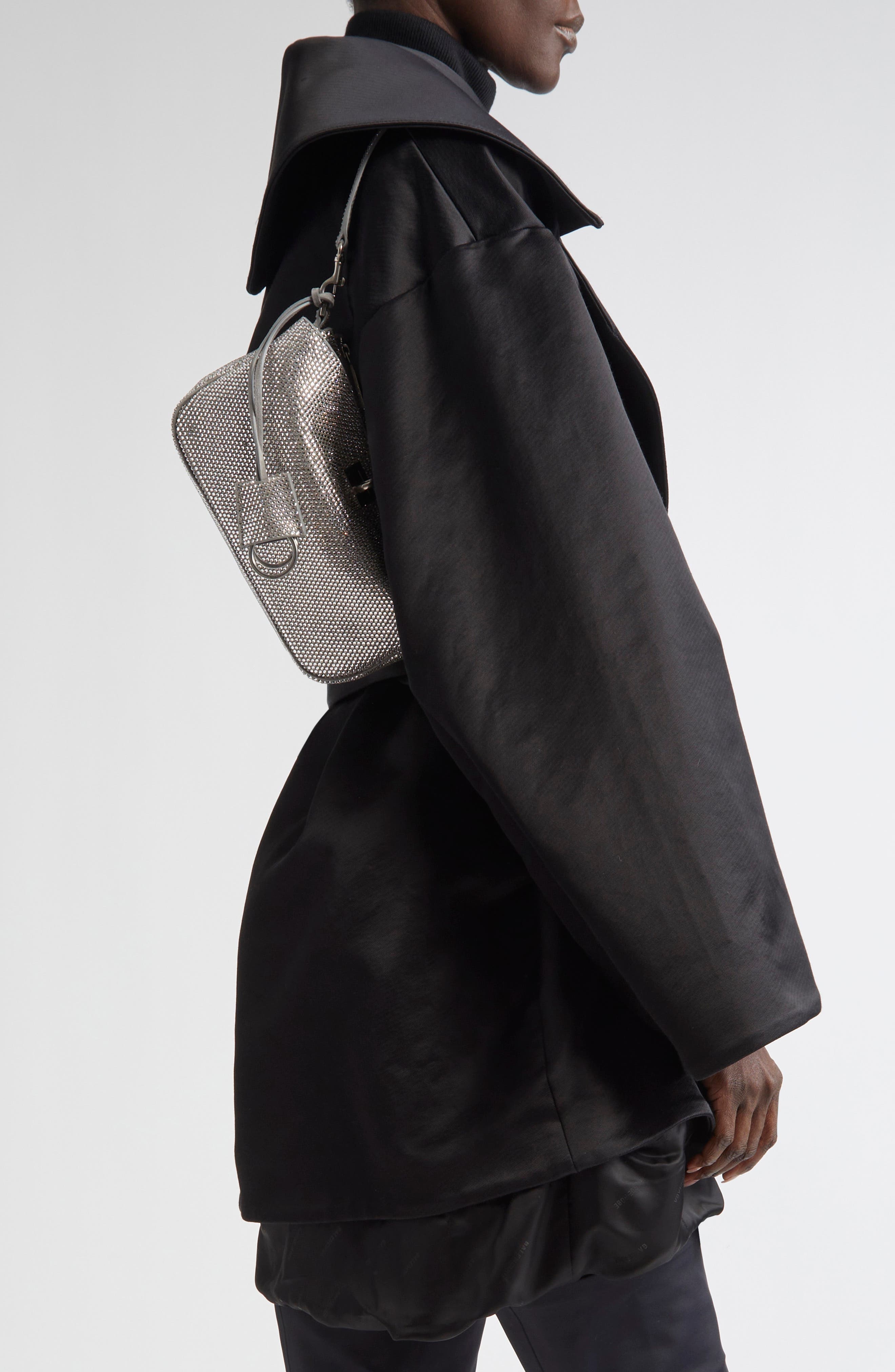 Balenciaga Mini Rodeo Crystal Embellished Leather Sling Pouchette in 1232 Smoke Grey at Nordstrom - 3