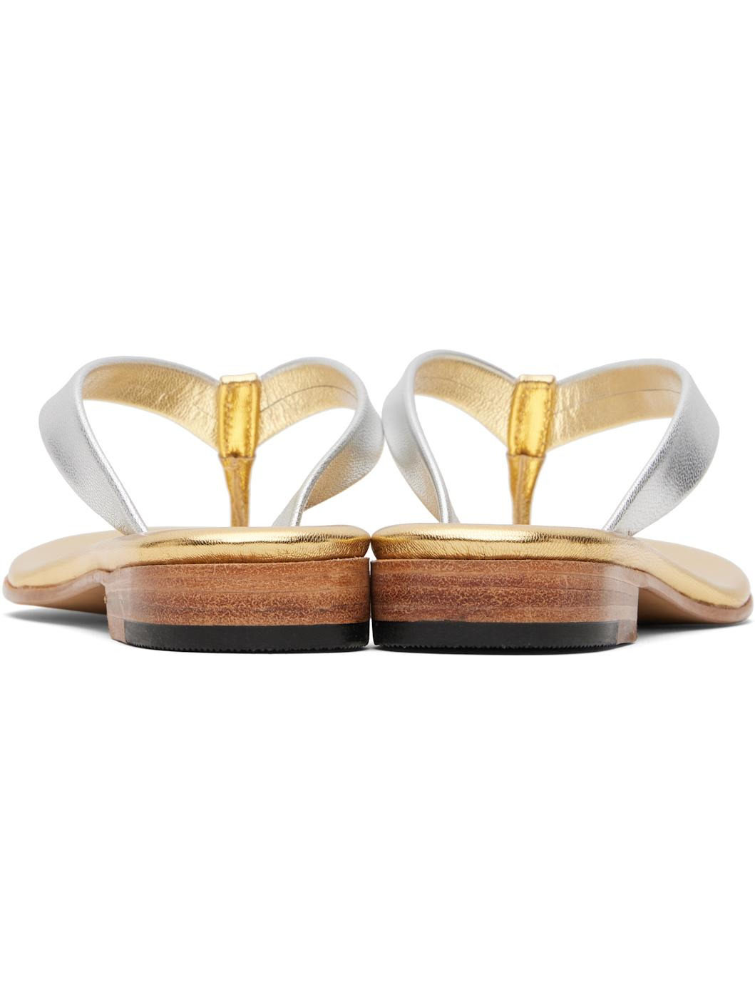 Silver & Gold Leather Flip-Flops - 2