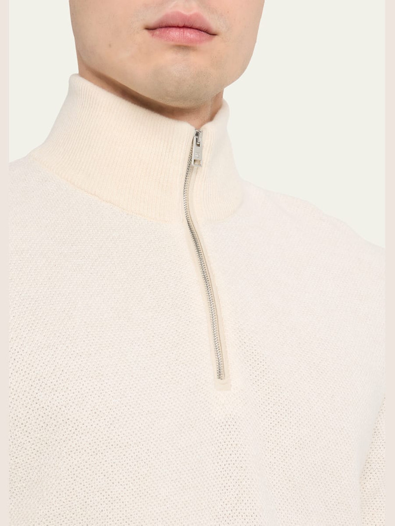 Ralph Lauren Men's Cashmere Birdseye Suede-Trim Quarter-Zip Sweater outlook