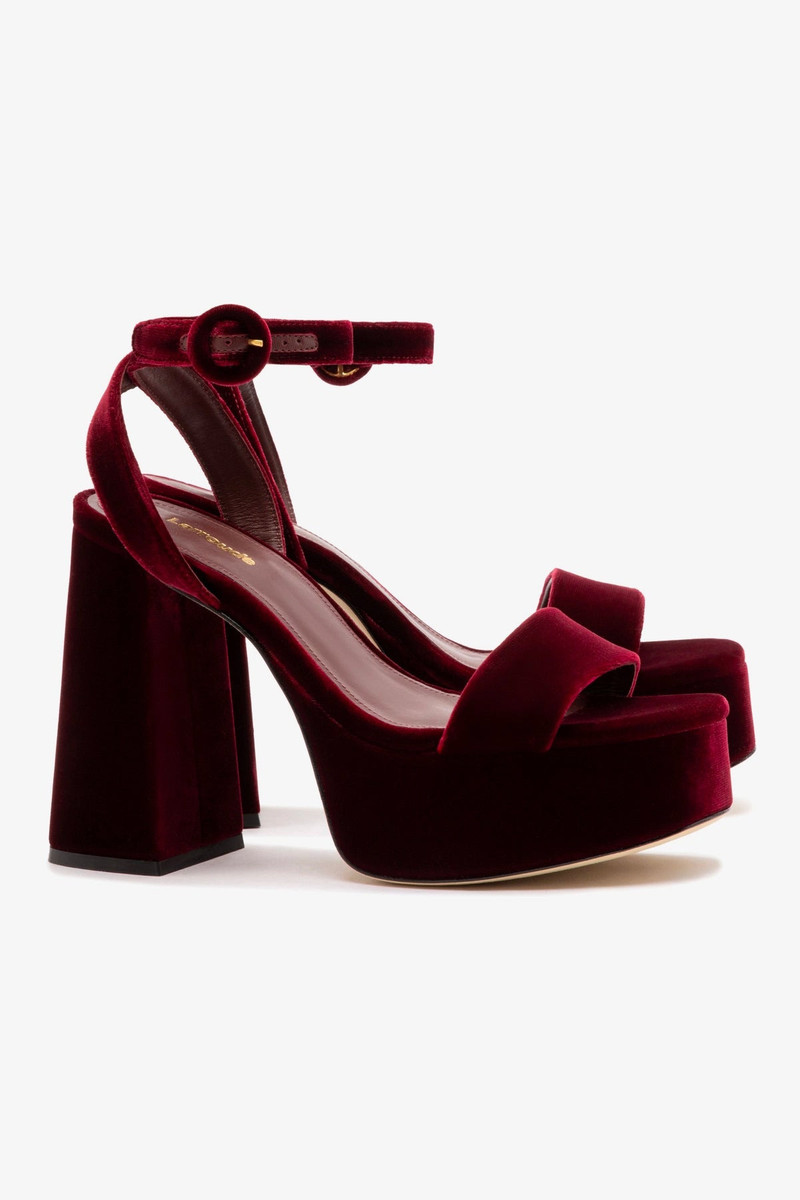 Larroudé Dolly Sandal In Wine Velvet outlook