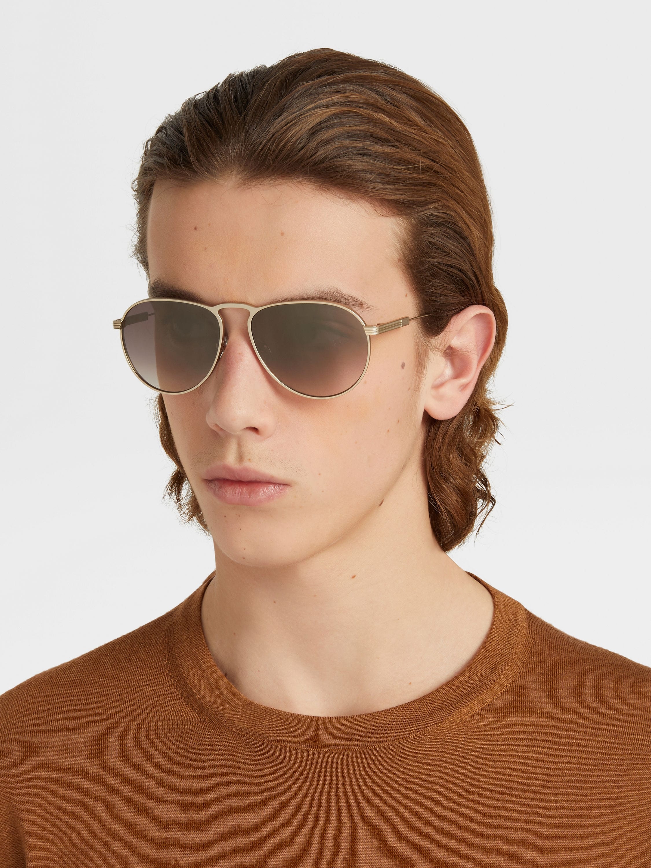 PALE GOLD METAL SUNGLASSES - 4