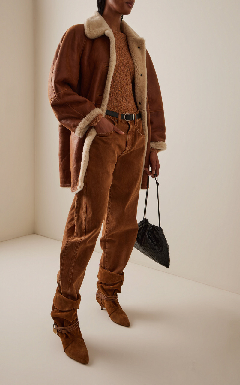 Isabel Marant Berthie Shearling Coat brown outlook