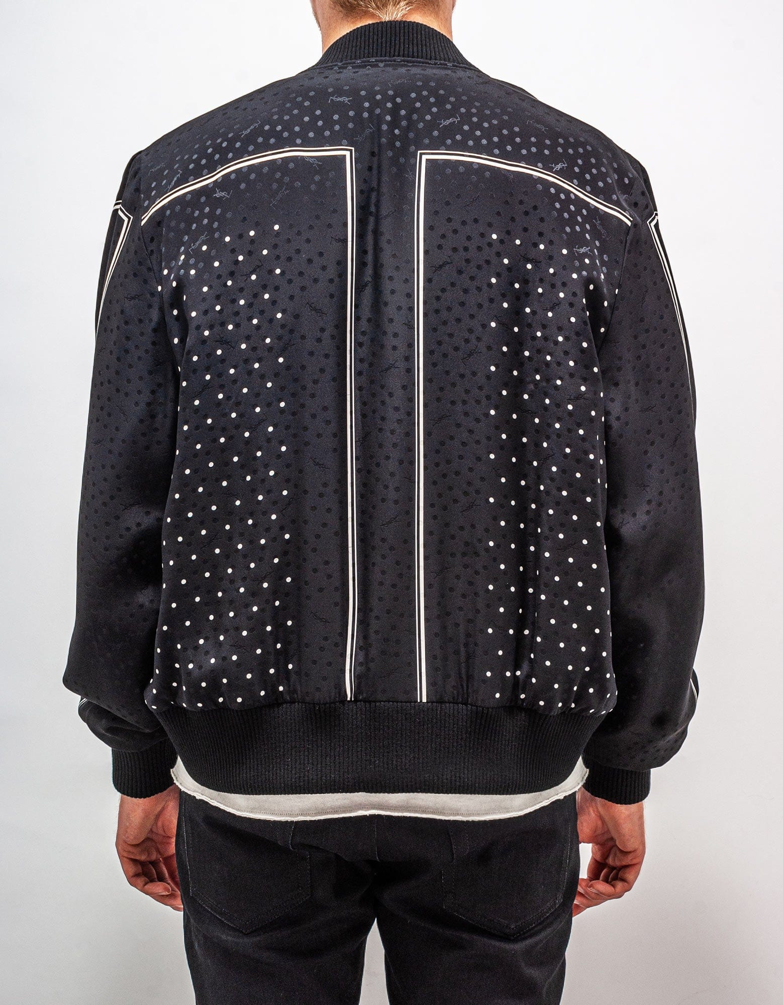 Saint Laurent Black Dot Print Silk Teddy Jacket - 3