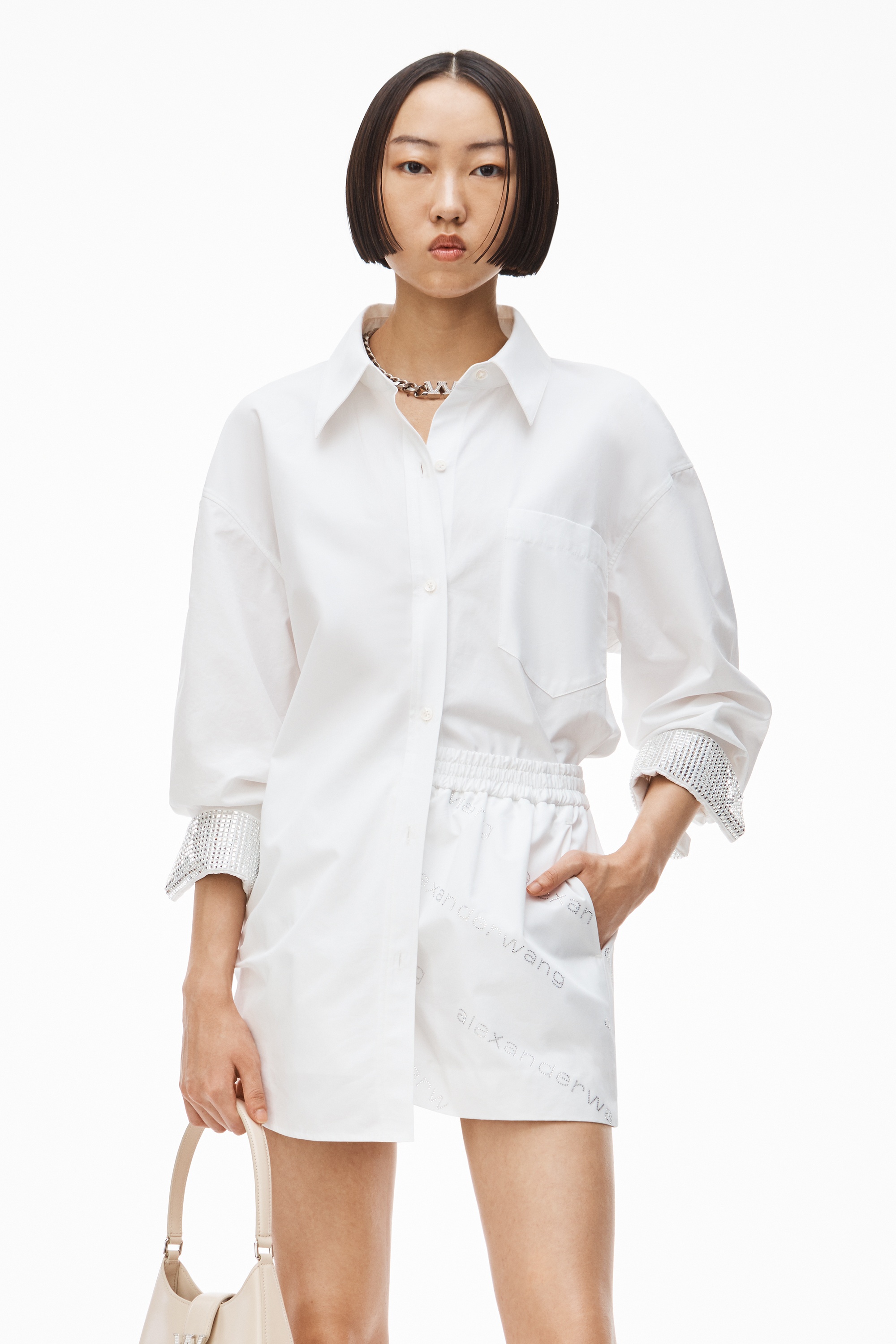 CRYSTAL CUFF OVERSIZED SHIRT IN POPLIN - 2